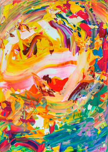 Painting titled "Birdsong" by Tran Tuan, Original Artwork, Acrylic Mounted on Wood Stretcher frame