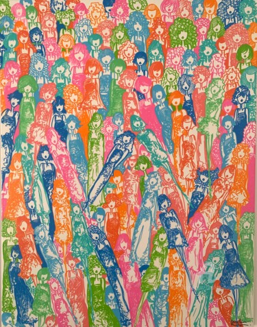 Peinture intitulée "Mikado" par Caroline Montigneaux, Œuvre d'art originale, Acrylique Monté sur Châssis en bois