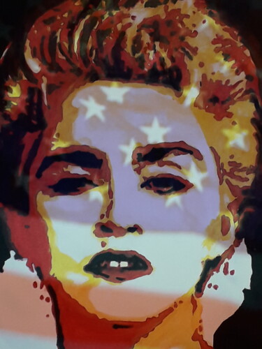 数字艺术 标题为“Madonna USA” 由Patrick Mauxion (MAUX), 原创艺术品, 2D数字工作 安装在其他刚性面板上