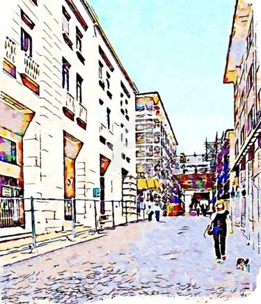 Donna con cagnolino sul corso