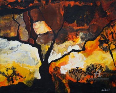 Painting titled "Crépuscule" by Alain Boissel, Original Artwork, Acrylic Mounted on Wood Stretcher frame