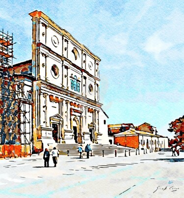Gente a passeggio davanti alla basilica