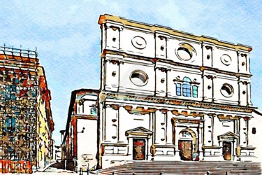 Palazzo con impalcature con facciata basilica