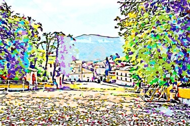Scalinata con paesaggio