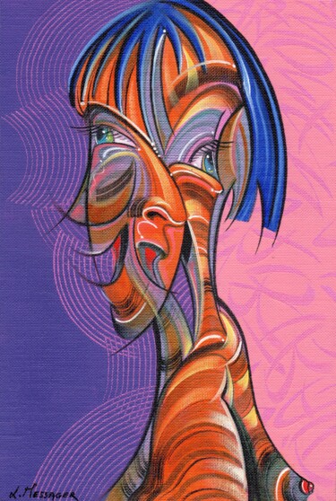 Peinture intitulée "Alexia" par Laurent Messager, Œuvre d'art originale, Huile Monté sur Carton