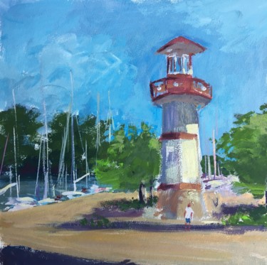 in the city yacht club Pittura intitolato "in the city yacht c…" da Marina Babintseva, Opera d'arte originale, Tempera