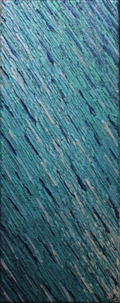 Texture couteau blanc nacrée bleue iridescente Schilderij getiteld "Texture couteau bla…" door Jonathan Pradillon, Origineel Kunstwerk, Acryl Gemonteerd op Frame voor hout…
