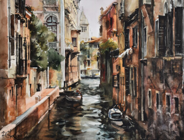 Painting titled "Calm of Venice" by Pawel Gladkow, Original Artwork, Watercolor