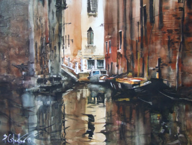 Painting titled "Calm of Venice II" by Pawel Gladkow, Original Artwork, Watercolor