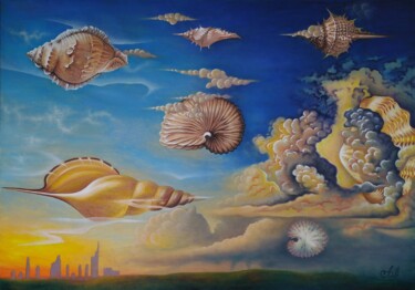 绘画 标题为“The Sky of Atlantis” 由Anna Shabalova, 原创艺术品, 油 安装在木质担架架上
