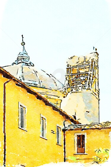 Convento con cupola e campanile crollato