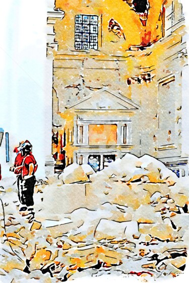 Vigili del fuoco nella chiesa crollata