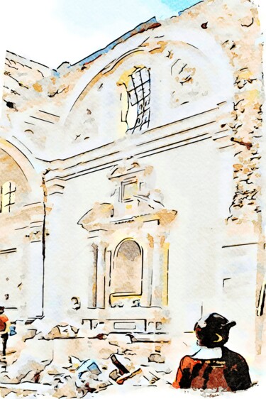 Vigile del fuoco nella chiesa crollata