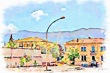 Due palazzine con lampione