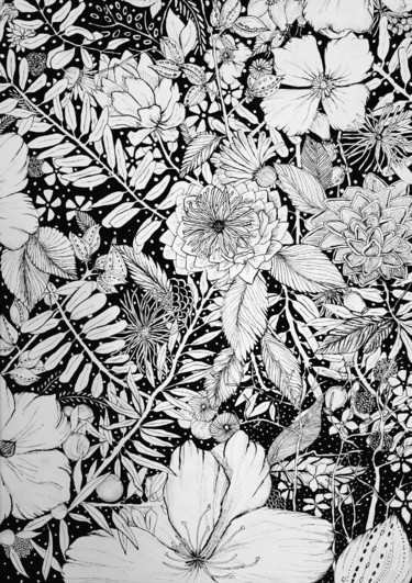 Painting titled "Floraison" by Saf'Art, Original Artwork, Acrylic