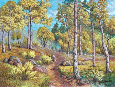 Drawing titled "Polku metsästä.15PA" by Ari Reinikainen, Original Artwork, Pastel