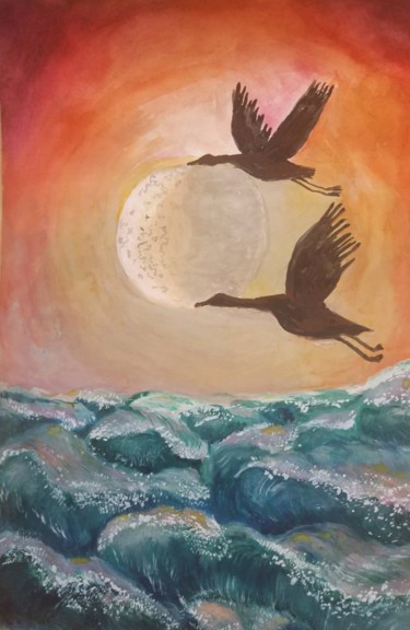 Painting titled "Пара" by Svetlana Svetlichnaia, Original Artwork, Watercolor
