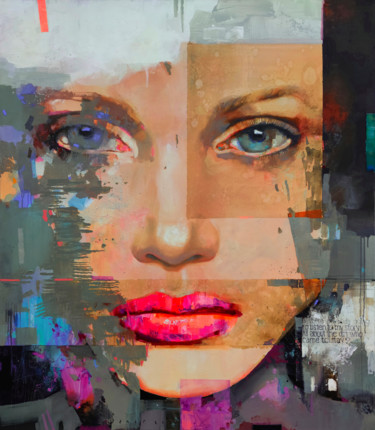 Painting titled "Reflection" by Viktor Sheleg, Original Artwork, Oil Mounted on Wood Stretcher frame