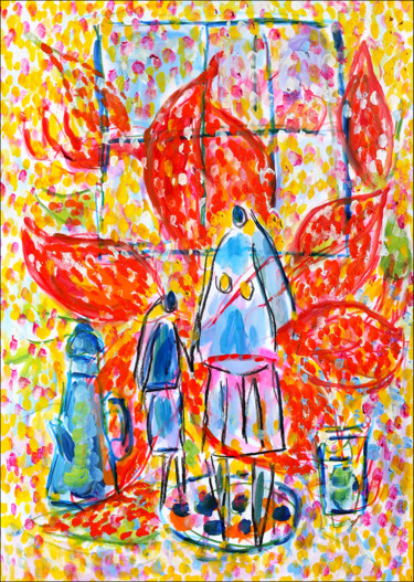 제목이 "Mère, enfant et fle…"인 미술작품 Jean Mirre로, 원작, 기름
