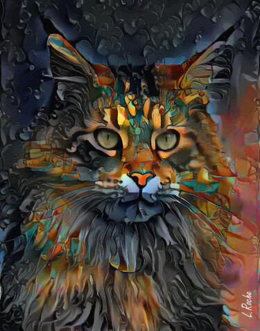 Samson Jr., cat - Mix media on panel - 70x55 cm-Unique