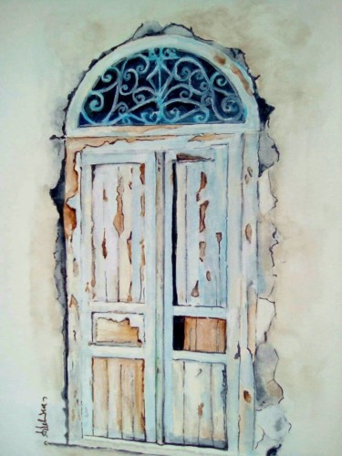 Ζωγραφική με τίτλο "porte ancienne" από Adelka, Αυθεντικά έργα τέχνης, Ακουαρέλα