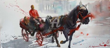 绘画 标题为“Horse in harness” 由Samirayanushkova, 原创艺术品, 水彩
