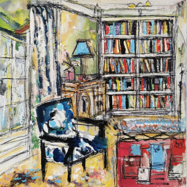 Schilderij getiteld "Accompagner les mot…" door Muriel Cayet, Origineel Kunstwerk, Acryl Gemonteerd op Karton