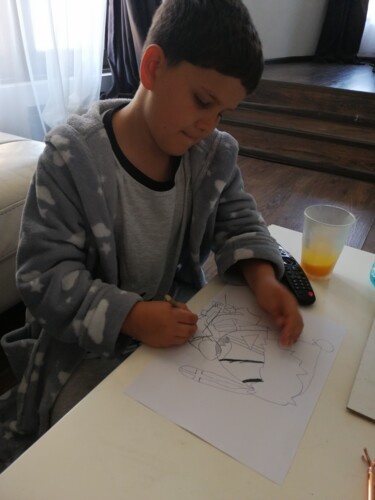 Drawing titled "the little artist a…" by Sorin Niculae Lazar, Original Artwork, Pencil