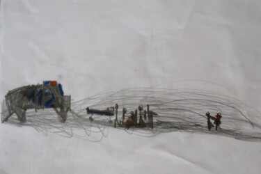 Drawing titled "The rescuers(dessin…" by Sorin Niculae Lazar, Original Artwork, Pencil