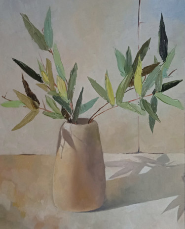 Painting titled "Оasis" by Taisiia Menigecheva, Original Artwork, Oil Mounted on Wood Stretcher frame