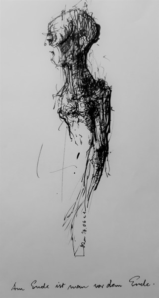 图画 标题为“Am Ende ist man vor…” 由Stephan Rodriguez Warnemünde, 原创艺术品, 墨