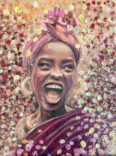 绘画 标题为“Laughing afro woman” 由Julia Brinkfrau, 原创艺术品, 油