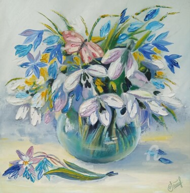 Pittura intitolato ",,Spring bouguet''" da Iryna Tyschenko, Opera d'arte originale, Olio Montato su Telaio per barella in le…