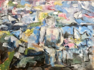 绘画 标题为“Man in Garden” 由Alfredo Machado Zingg, 原创艺术品, 丙烯 安装在木质担架架上