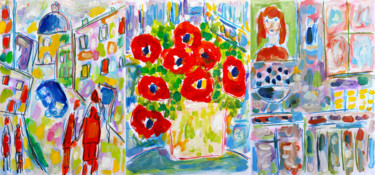 Painting titled "Triptyque Love from…" by Jean Mirre, Original Artwork, Oil