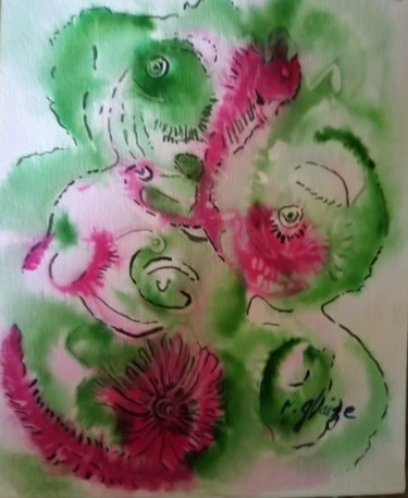 Peinture intitulée "BULLES BLESSEES" par Michele Glaize, Œuvre d'art originale, Encre