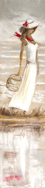 Peinture intitulée "La fille au foulard" par Michèle Kaus (Kaus), Œuvre d'art originale, Acrylique Monté sur Châssis en bois