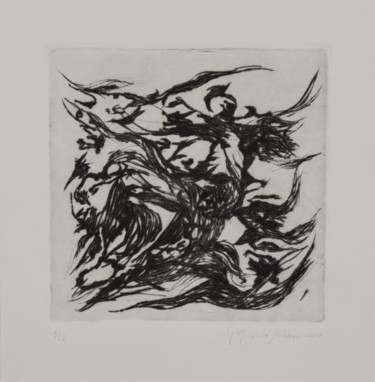 印花与版画 标题为“Miguel e o Dragão,…” 由Rafaela Antunes, 原创艺术品, 雕刻