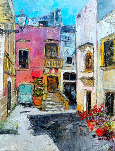 Townhouses II 绘画 标题为“Townhouses II” 由Katarzyna Machejek, 原创艺术品, 油 安装在其他刚性面板上