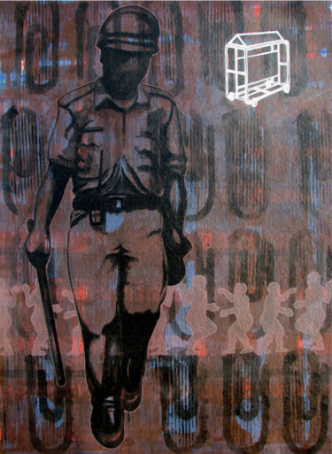 Painting titled "Stay home, stay safe" by Pawan Sharma, Original Artwork, Acrylic
