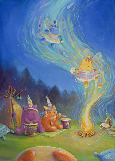 绘画 标题为“Magic Dance in the…” 由Olya Yatsenko, 原创艺术品, 油