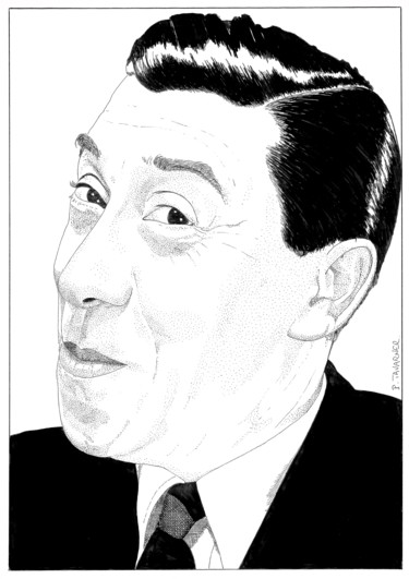 Fernandel Dessin intitulée "Fernandel" par Pascal Tavarner, Œuvre d'art originale, Encre