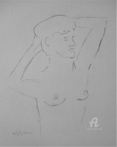 Drawing titled "Pose avec Lison" by Roberto Urbano, Original Artwork, Pencil