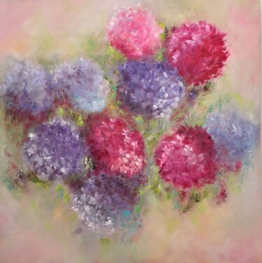 Peinture intitulée "Déclinaison d’horte…" par Martine Gregoire, Œuvre d'art originale, Huile Monté sur Châssis en bois