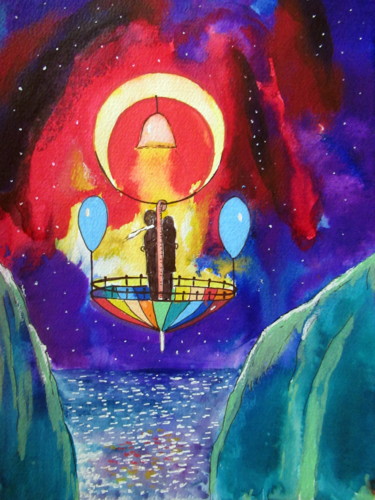 绘画 标题为“le vaisseau paraplu…” 由Ludovic Catry, 原创艺术品, 水彩