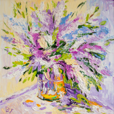 「LILAC BOUQUET(FRAME…」というタイトルの絵画 Vladyslav Durnievによって, オリジナルのアートワーク, オイル 段ボールにマウント