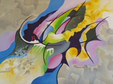 Peinture intitulée "LA TRAVERSEE TEMPOR…" par Christiane Hess (CHRYSTAL), Œuvre d'art originale, Acrylique