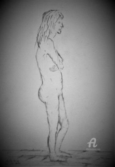 Drawing titled "Pose à 20 h 30" by Roberto Urbano, Original Artwork, Pencil