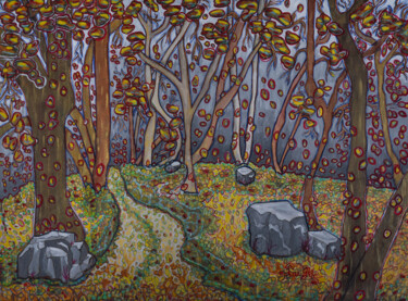 绘画 标题为“Forêt après la pluie” 由Lucie Goubert (Liu-Gôé), 原创艺术品, 丙烯 安装在木质担架架上