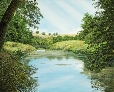 Painting titled "idyllic landscape /…" by Silvian Sternhagel, Original Artwork, Oil